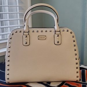Michael Kors Large White Sandrine Stud Satchel NWT